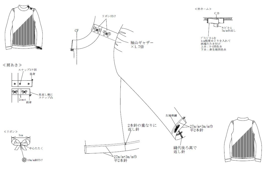 女児カットソー縫製仕様書を作成いたします 細かいディティール指示いたします！ イメージ2