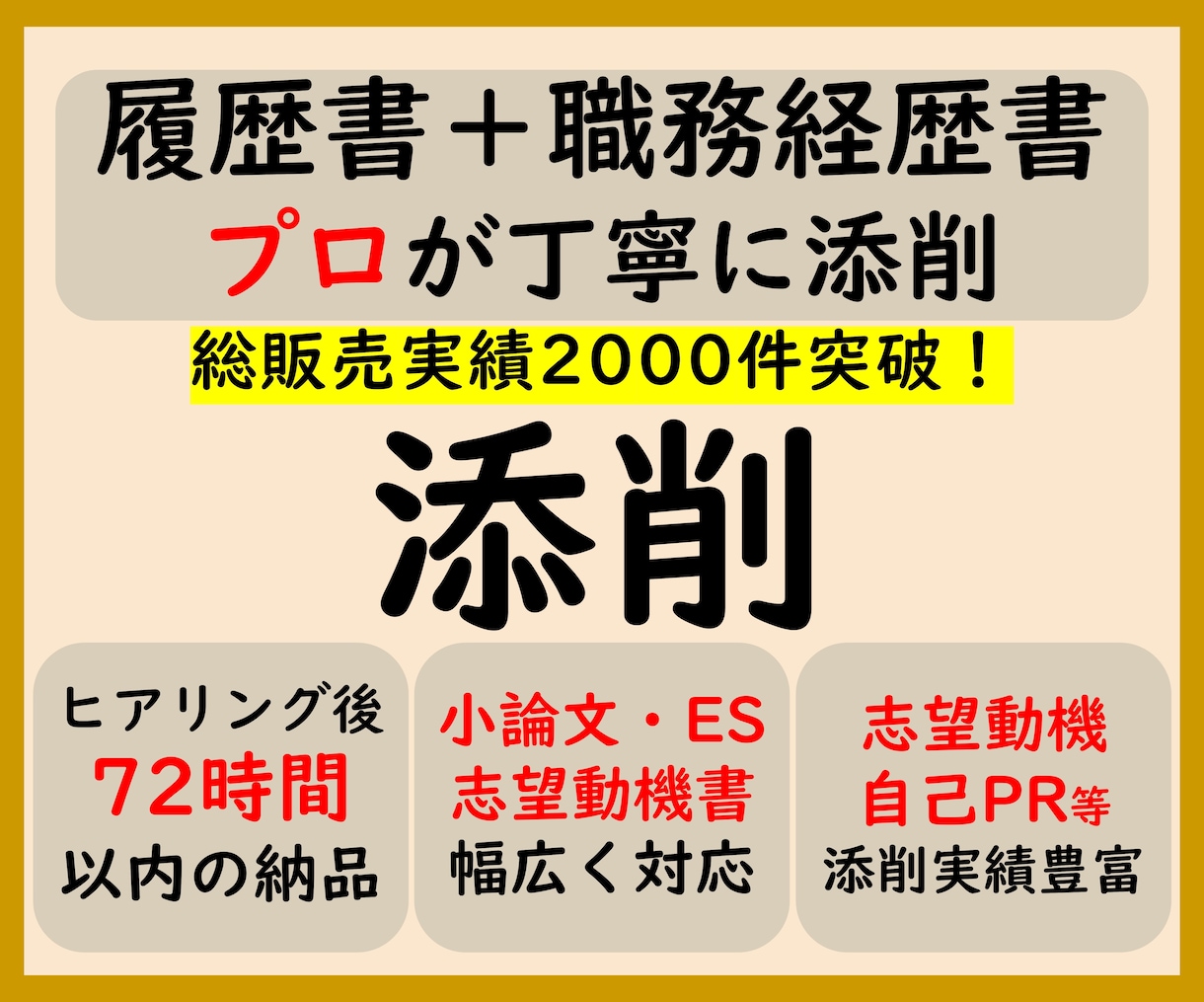 添削プラン　職務経歴書や応募文章をプロが添削します プロ品質の文章を作成/結果に直結　総販売実績2000件突破 イメージ1