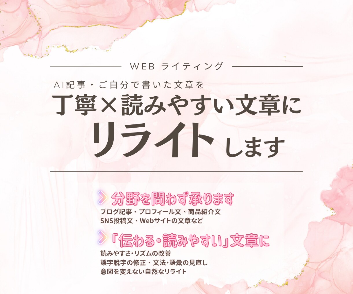 丁寧×読みやすい文章に整えます 「あなたの“伝えたい想い”を、読者に届く言葉へ」 イメージ1