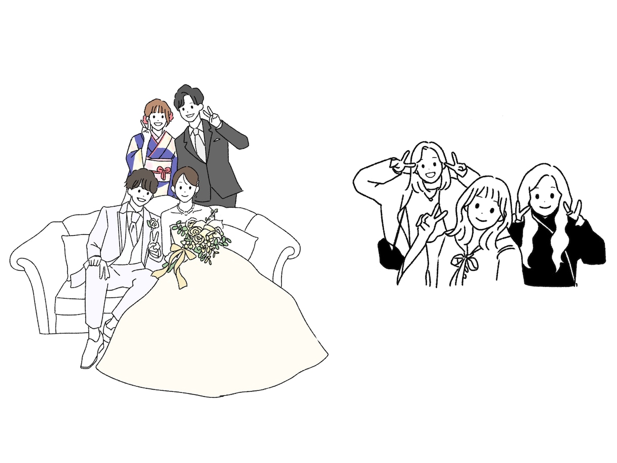 写真を元にシンプルなイラストを描きます 記念日、贈り物、SNS、ウェルカムボードやアイテムなどに♡ イメージ7
