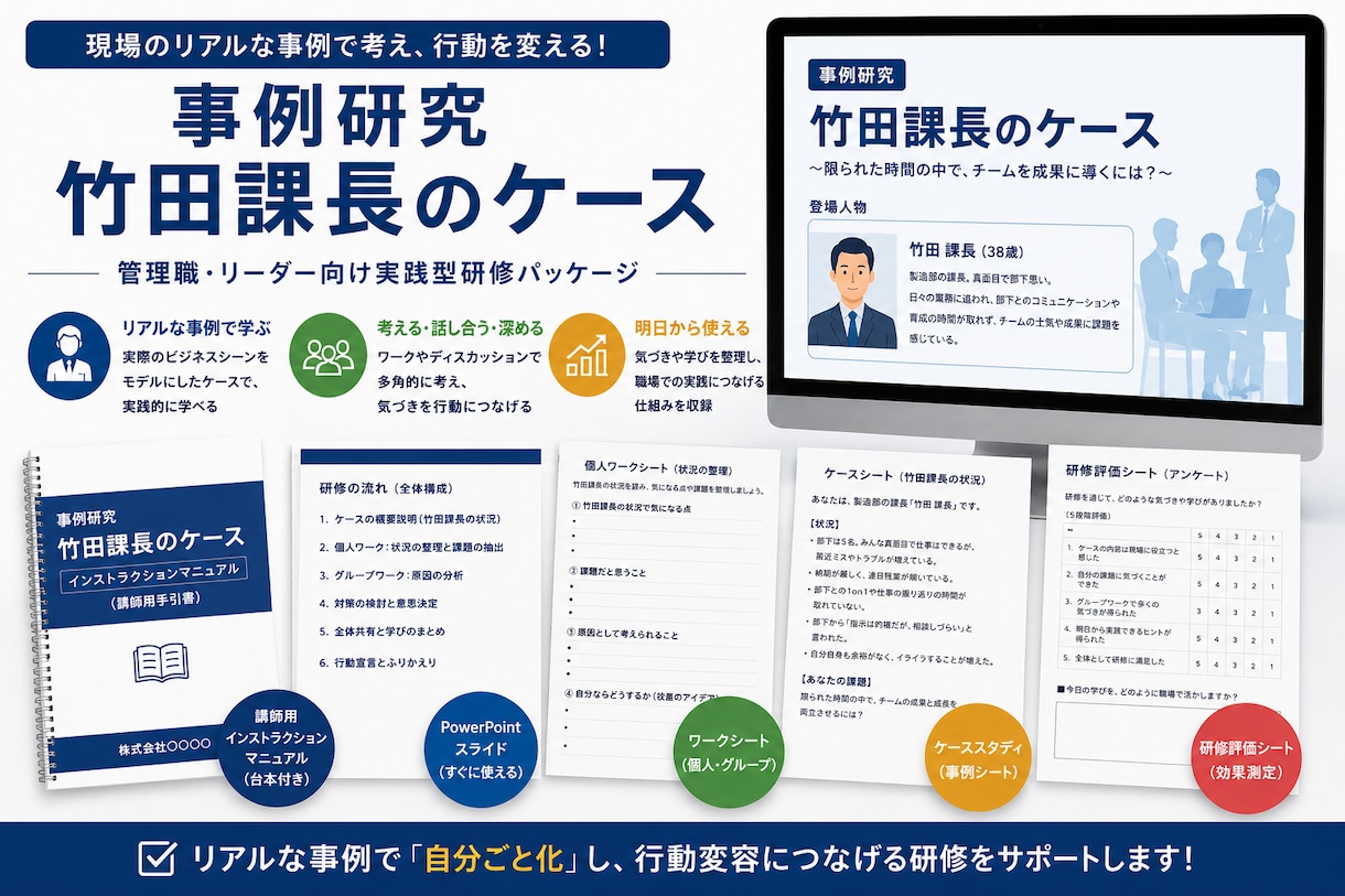 管理職研修用ケーススタディーを提供します 講師用マニュアル付完全研修パッケージ イメージ1
