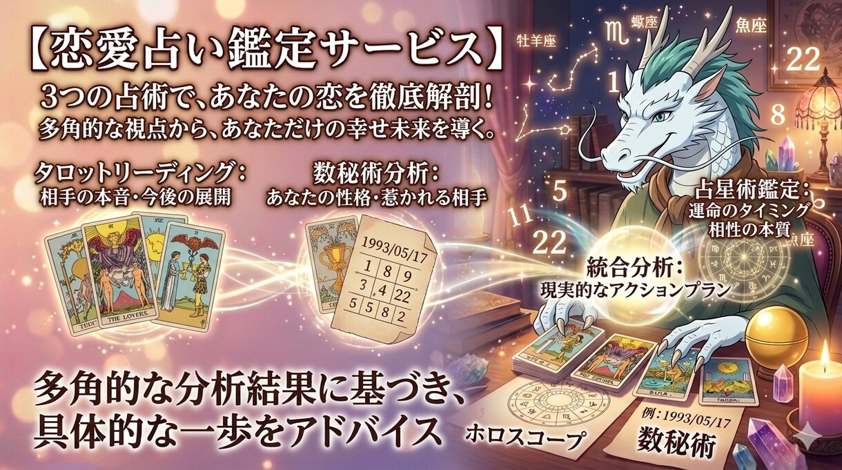 恋をやさしく導く恋愛鑑定を行います タロット×数秘×占星で恋の未来を読み解く イメージ3
