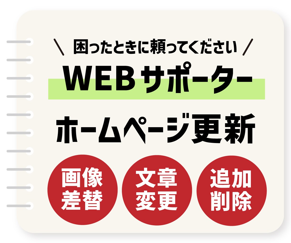 1週間し放題！ホームページ更新します 内容が古いままのホームページを最新情報に更新します！ イメージ1