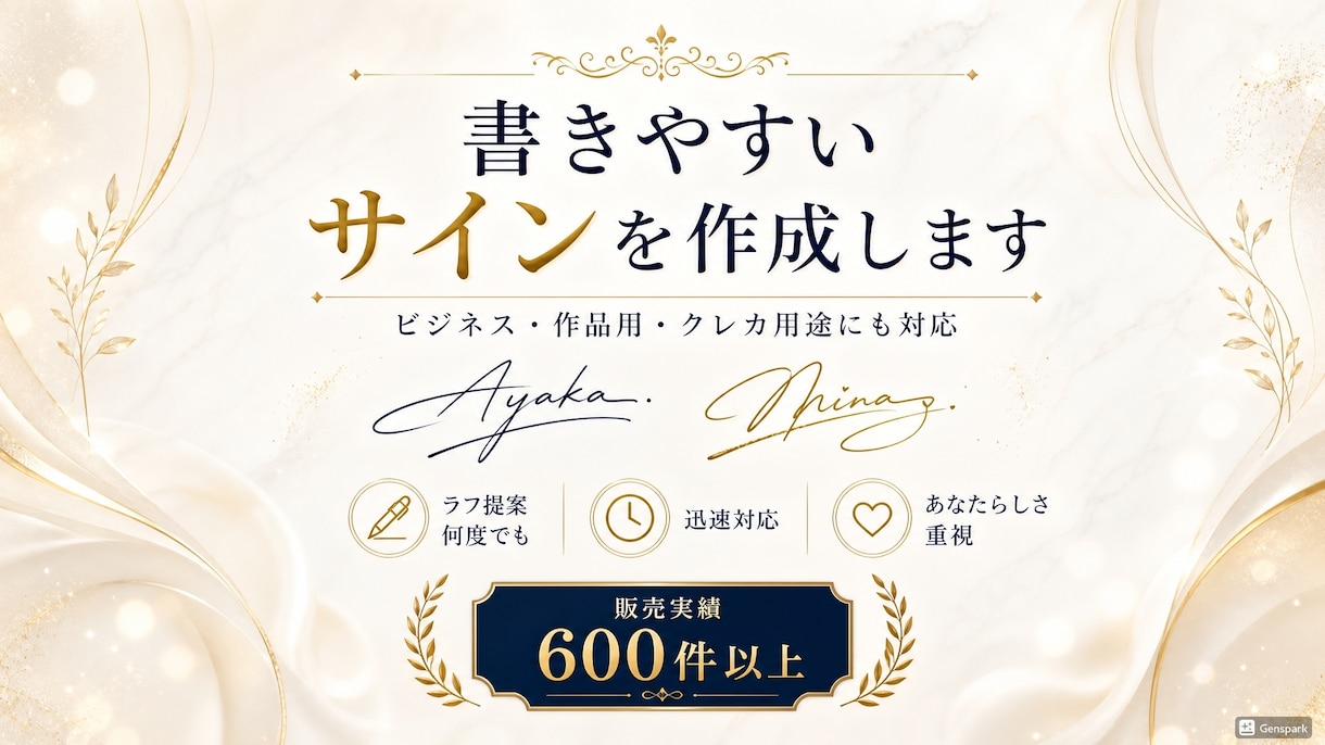 書きやすいサインをご提案！ 気軽に始められます ビジネス、クレカ、自分の作品にも★ ラフ提案 何度でも。 イメージ1