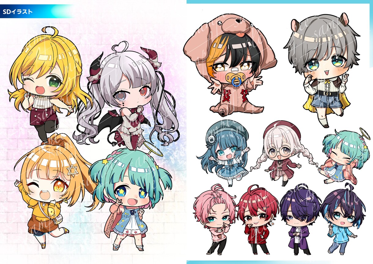 もちっとミニキャラかわいく描きます VTuber、サムネ、動画、グッズなど幅広くご利用可能！ イメージ3