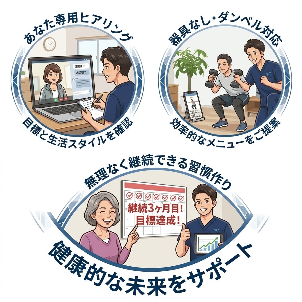 質問無制限！理学療法士があなた専用トレを作成します 運動初心者歓迎！理学療法士があなた専用メニューを作成 イメージ2