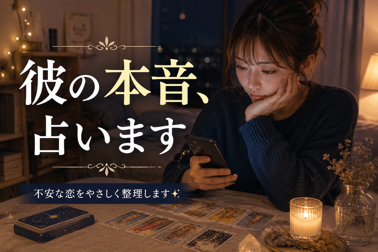 曖昧な彼の気持ちを占います 不安な恋をやさしく整理します。 イメージ1