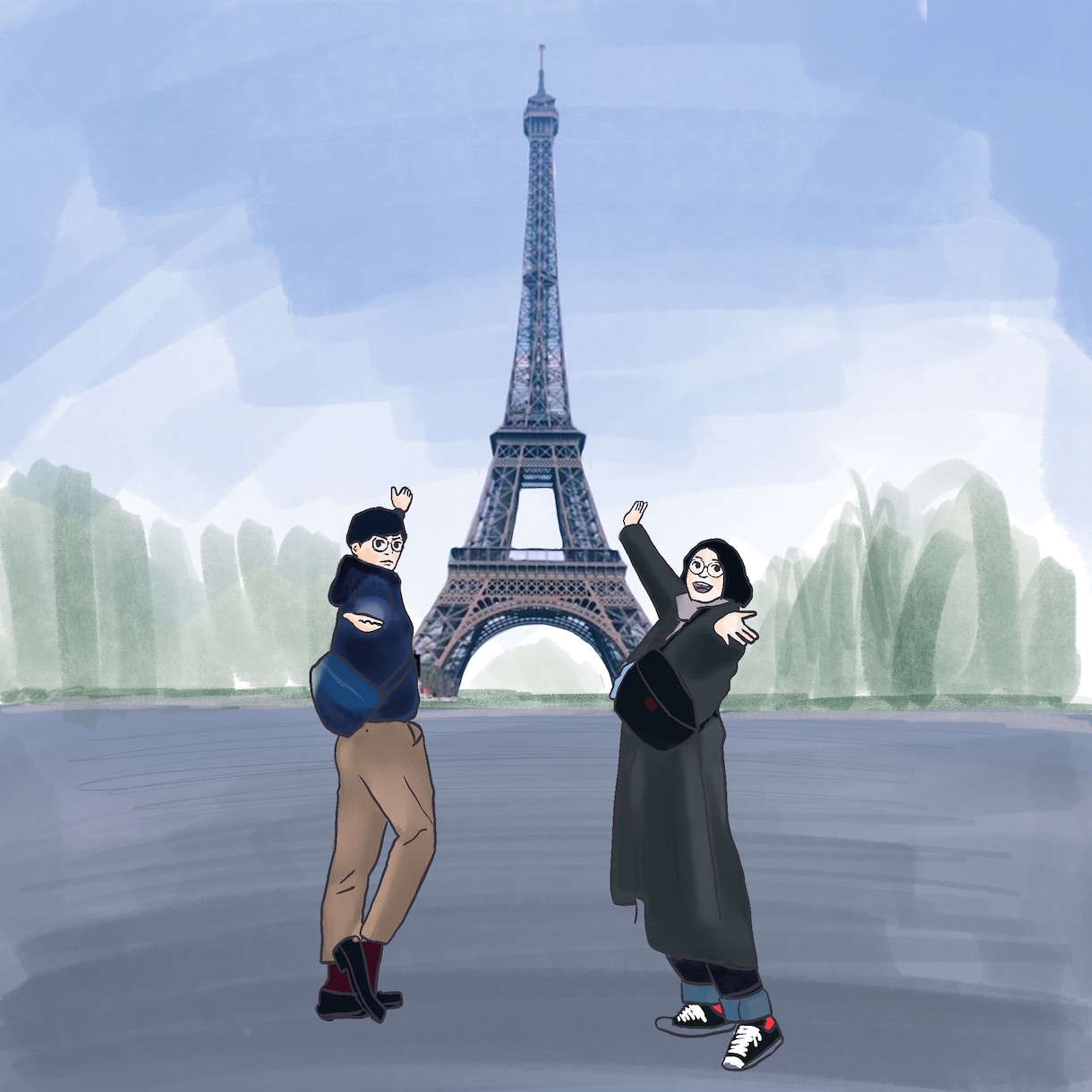 ふわりとした似顔絵やイラストをお描きします 色やデザイン等、ご希望のイメージに沿ったものを提供します！ イメージ9
