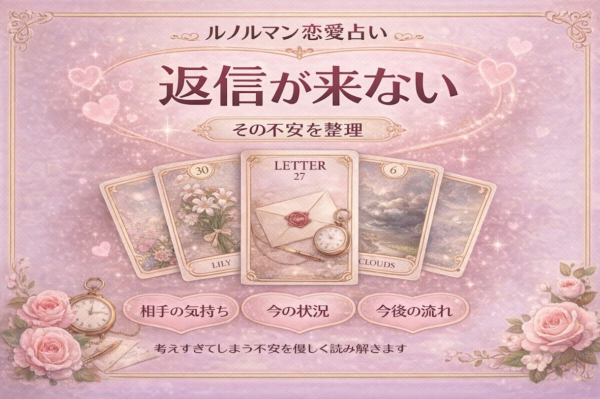 連絡が来ない恋愛の迷いを整理して答えを出します 待つか動くか、迷っている恋愛に答えを出します イメージ3