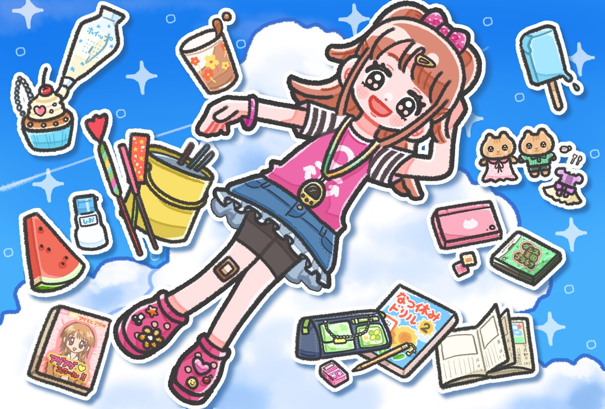 可愛くてちょっとゆるい一枚絵描きます 可愛いタッチで小物まできっちり描きます！ イメージ3