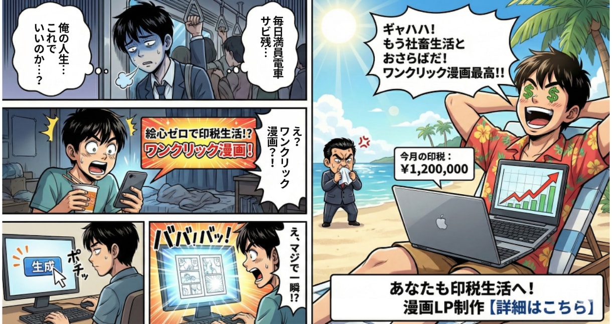 プロのマーケターが伝わる広告漫画LPを制作します web広告や漫画動画、LP、チラシなどを親しみやすい絵柄で！ イメージ4