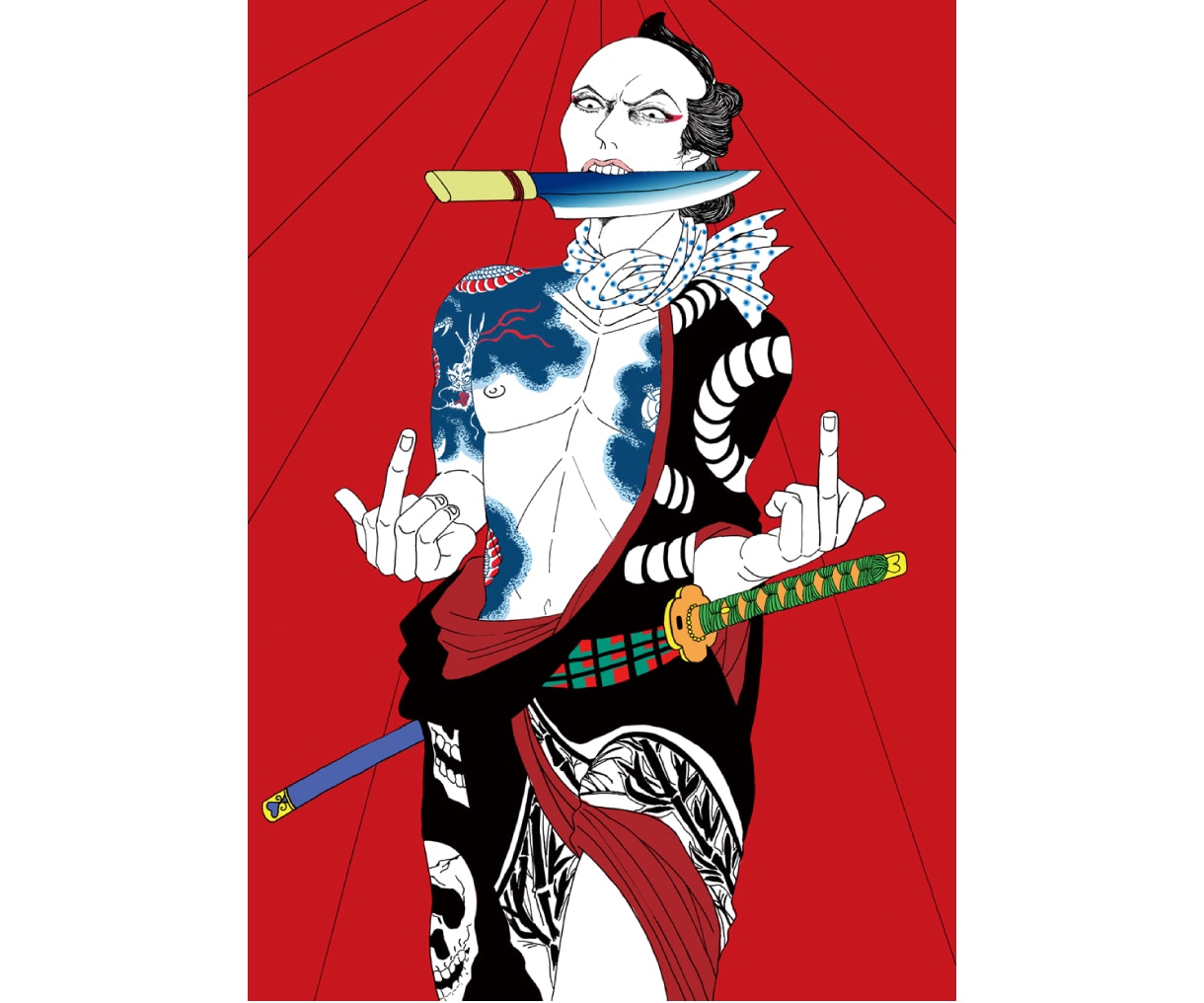 はがきサイズ以内のイラスト描きます ロック、和風、ゴシック風のイラストを探してる方におススめ イメージ1