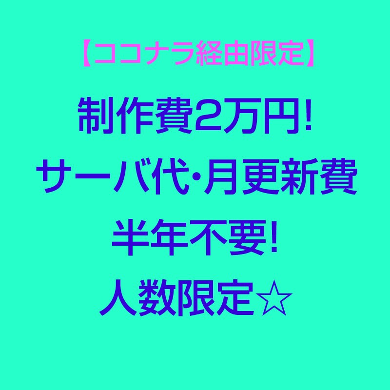ココナラ経由限定　サイト制作します 制作費2万円！サーバ代・月更新費半年不要！人数限定☆ イメージ1