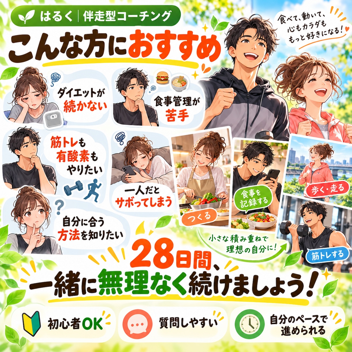 食事も運動も！【28日間ダイエット】に伴走します ボディメイクも込み！食事と運動をまるごと支援 イメージ2