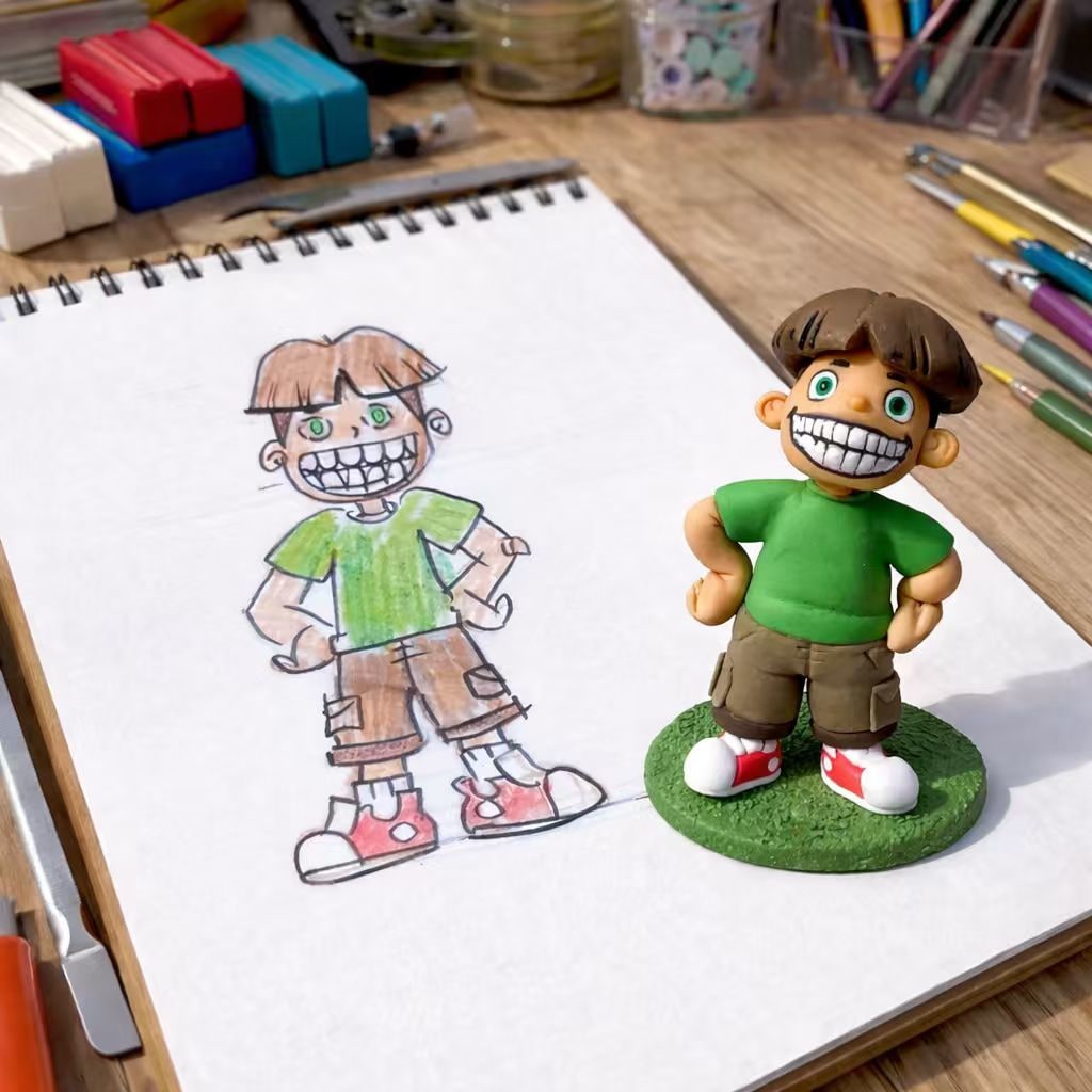 子どもの絵を立体化｜オーダーメイドフィギュア作ます 誕生日・成長記念・卒園卒業祝いに。完全手作りの一点物です イメージ1