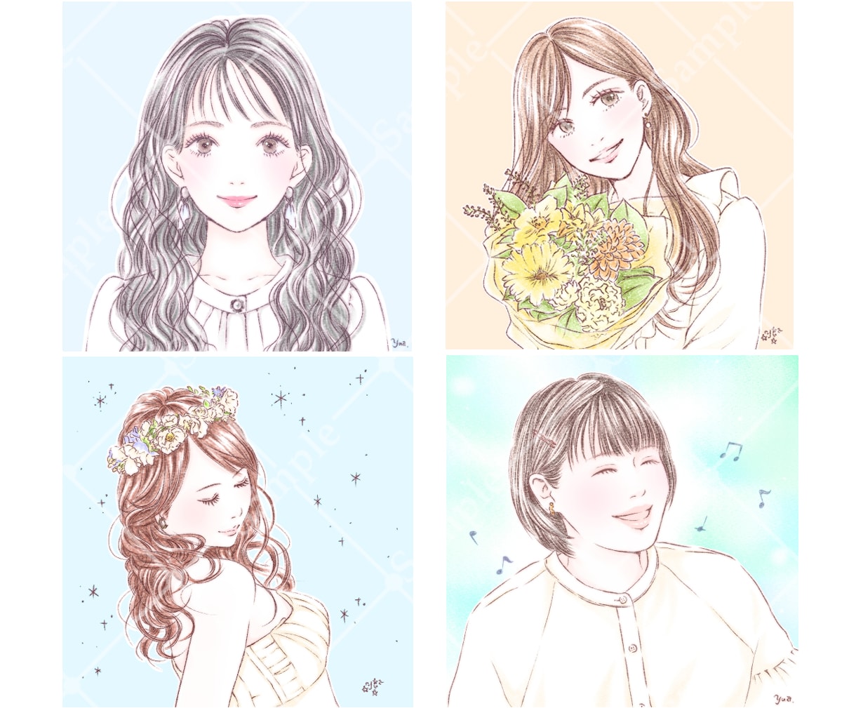 ふわっとやさしい好印象アイコンイラストお描きします 女性に人気♪SNSやブログ等におすすめです！ イメージ6