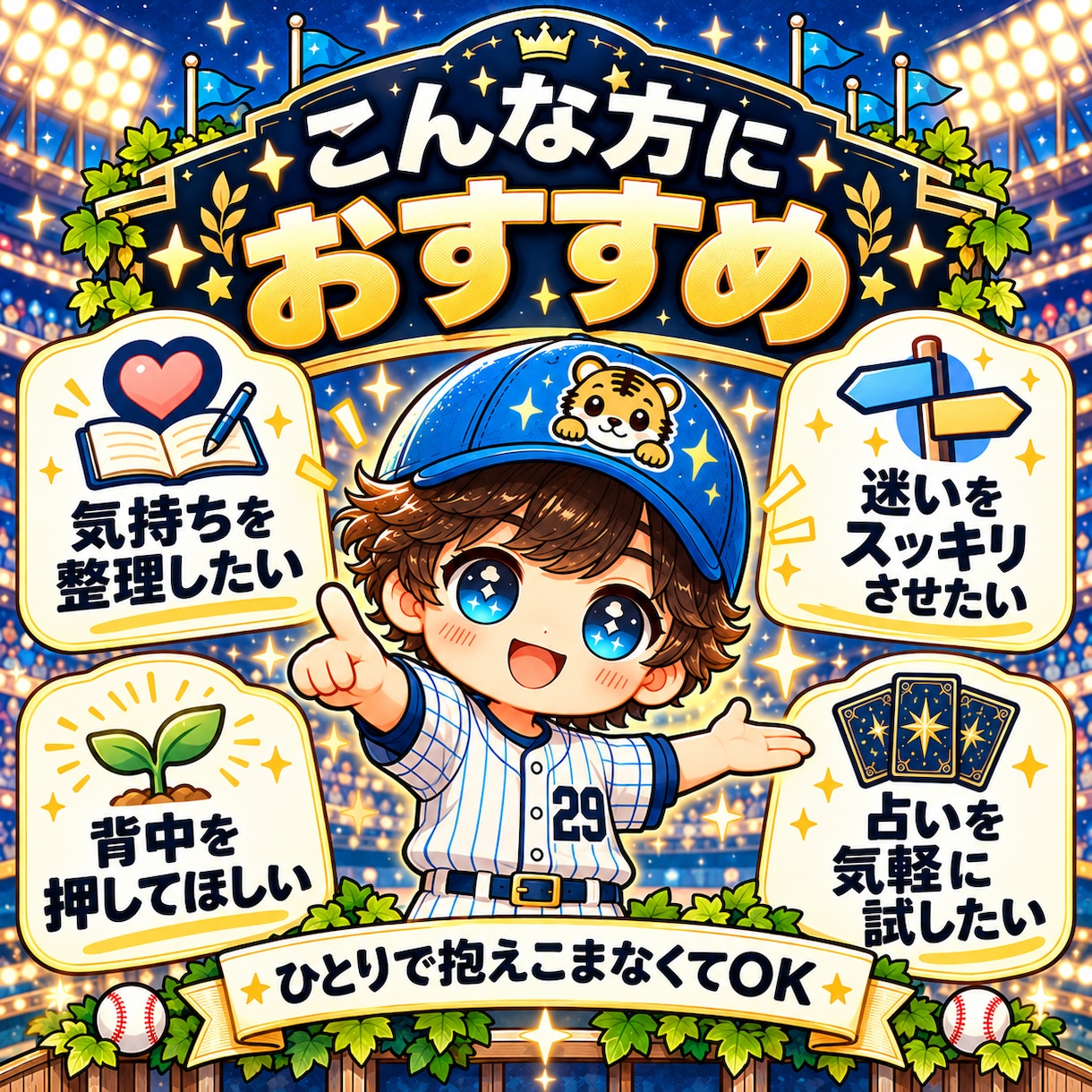 タロット占いで恋愛・仕事・人間関係の悩みを占います ⚾️ 虎次郎の占いスタジアム｜500円から気軽に作戦会議❗️ イメージ2