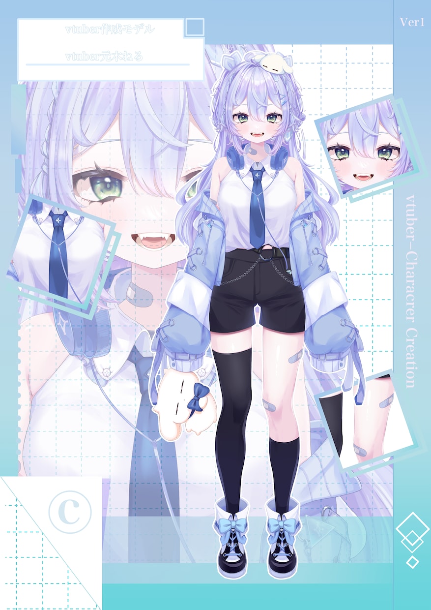 vtuberの立ち絵＋パーツ分けを作成します Live2D用キャラデザ、パーツ分け イメージ2