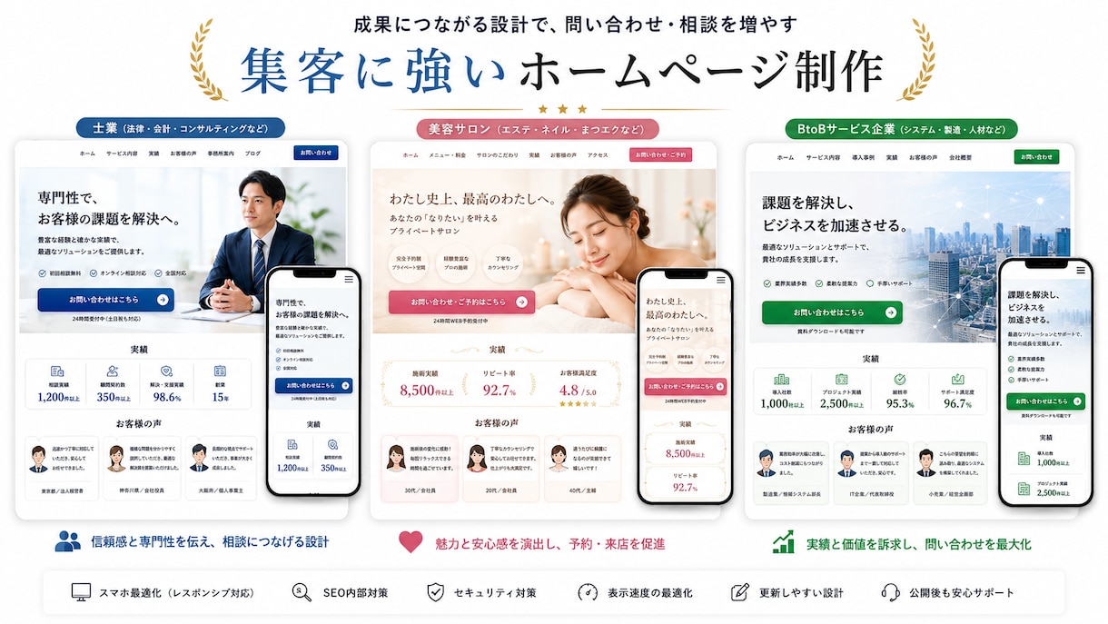 ココナラ最安値｜集客HPを制作します 導線が伝わるホームページに整えます イメージ2