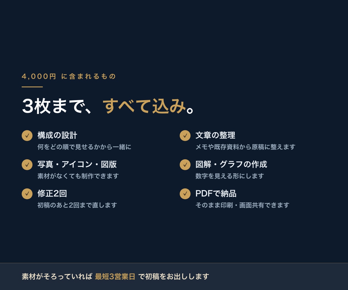 商談で使う営業資料を最短3日で作ります 先にご相談。枚数と金額を確定してからご購入いただけます イメージ6