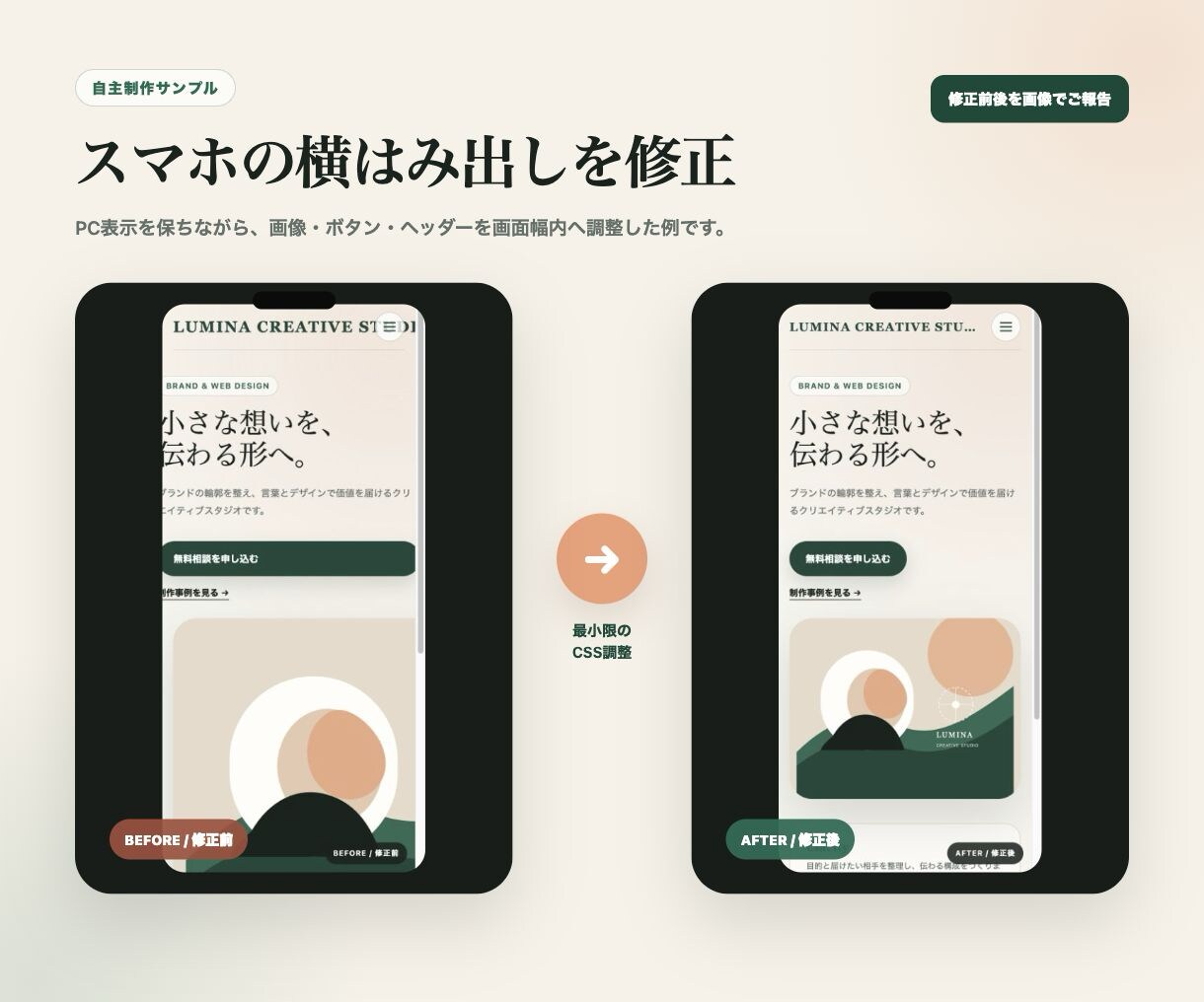 WordPress・HTMLの表示崩れを修正します 購入前の事前確認で、小さな修正を丁寧に対応 イメージ6