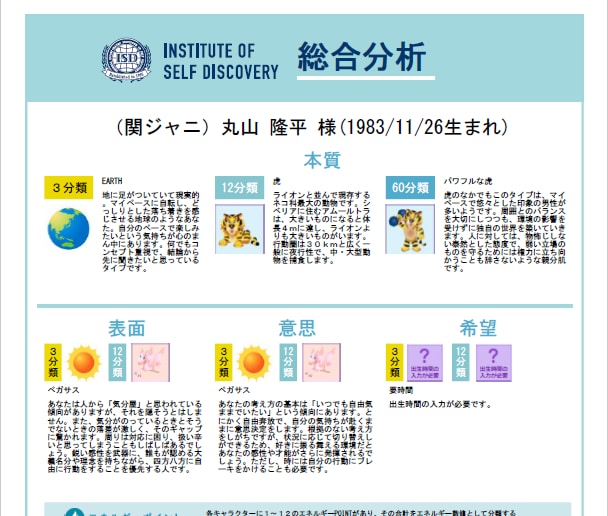 シート製作します 個性心理学個人分析シートの製作を行います。 イメージ2