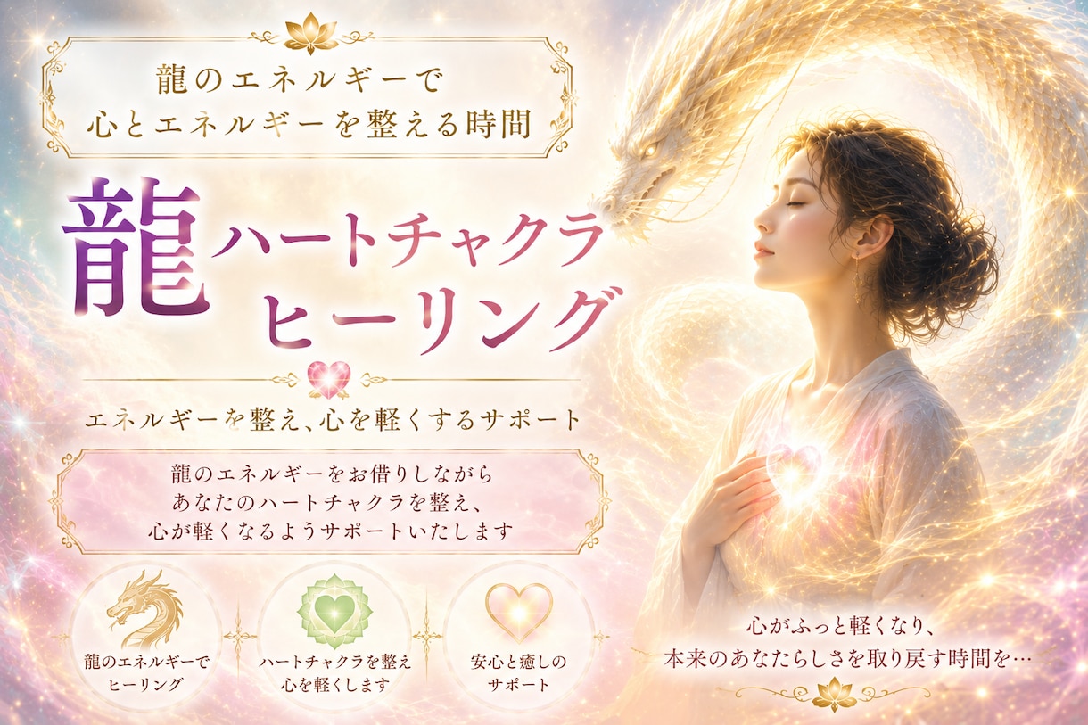 龍ハートチャクラヒーリング｜モニター募集します モニター募集！龍のエネルギーで心が軽くなるサポートをします イメージ1