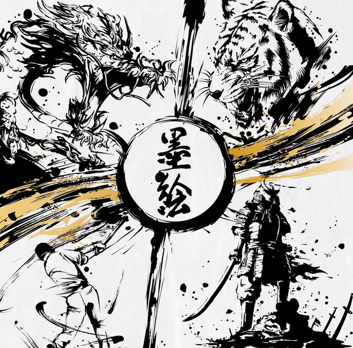 ai形式で納品可！墨絵、水墨画イラストを描きます デジタルでかっこいい、迫力のあるイラストを作成します！ イメージ1