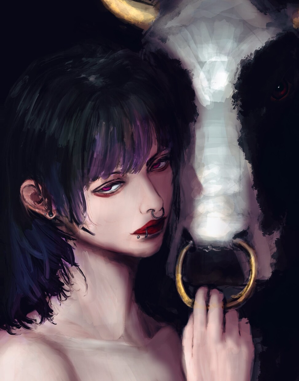 ダークな雰囲気で女性と猫を描きます 男性や他の生き物でも可能です！お気軽にご相談下さいね！ イメージ9
