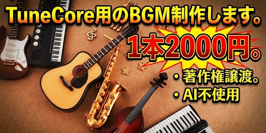 BGM制作、音楽サービスで楽曲収益得たい方ます 修正無制限！Tunecore審査通過まで無料修正！ イメージ1