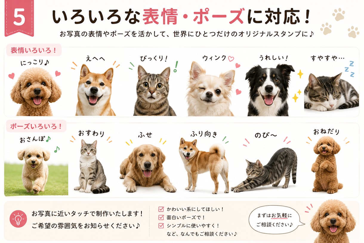 写真からペットのLINEスタンプを作成します 大切なうちの子を世界にひとつのスタンプに イメージ5