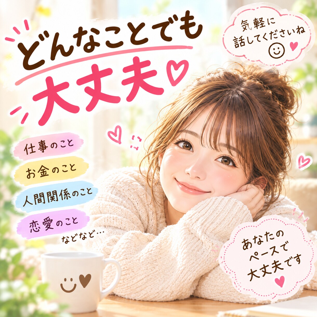 何となく誰かと話したいに応えたいと思います 相談事や悩み事が具体的にないときでも大丈夫です イメージ2