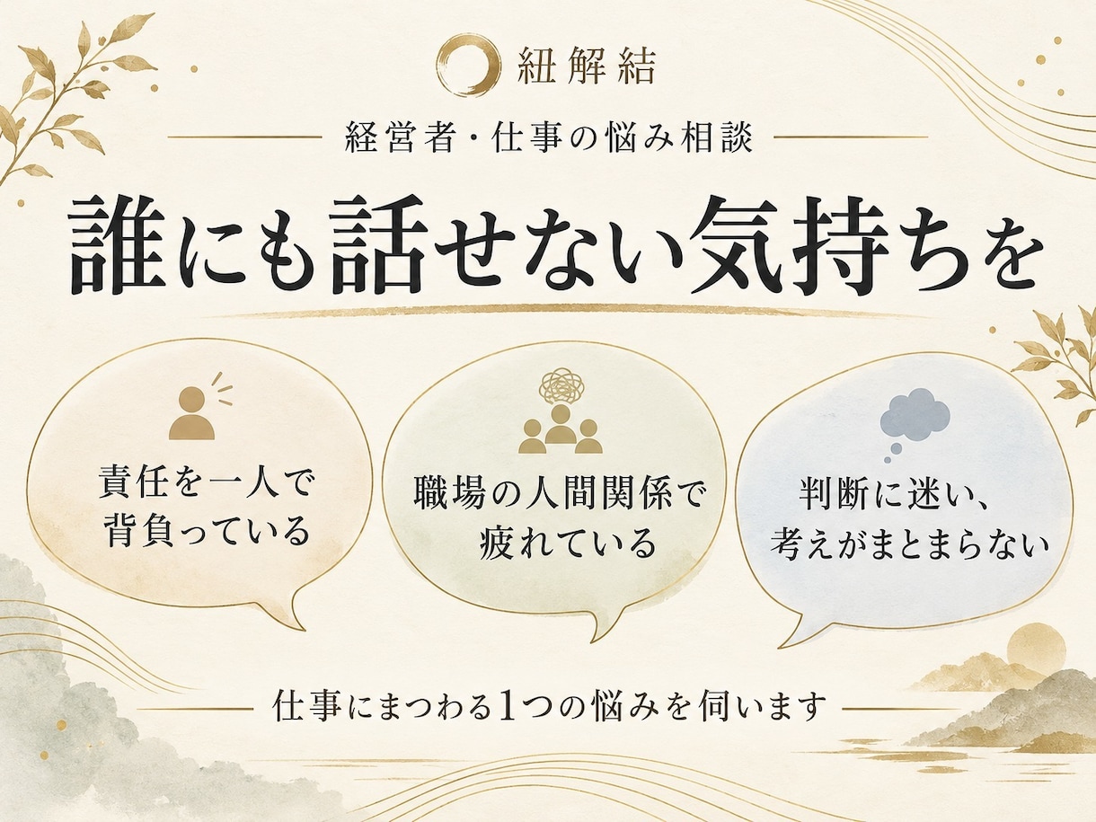経営者の孤独や仕事の悩みを聴き整理します 誰にも話せない迷いを、文章でしっかり言葉にする イメージ2