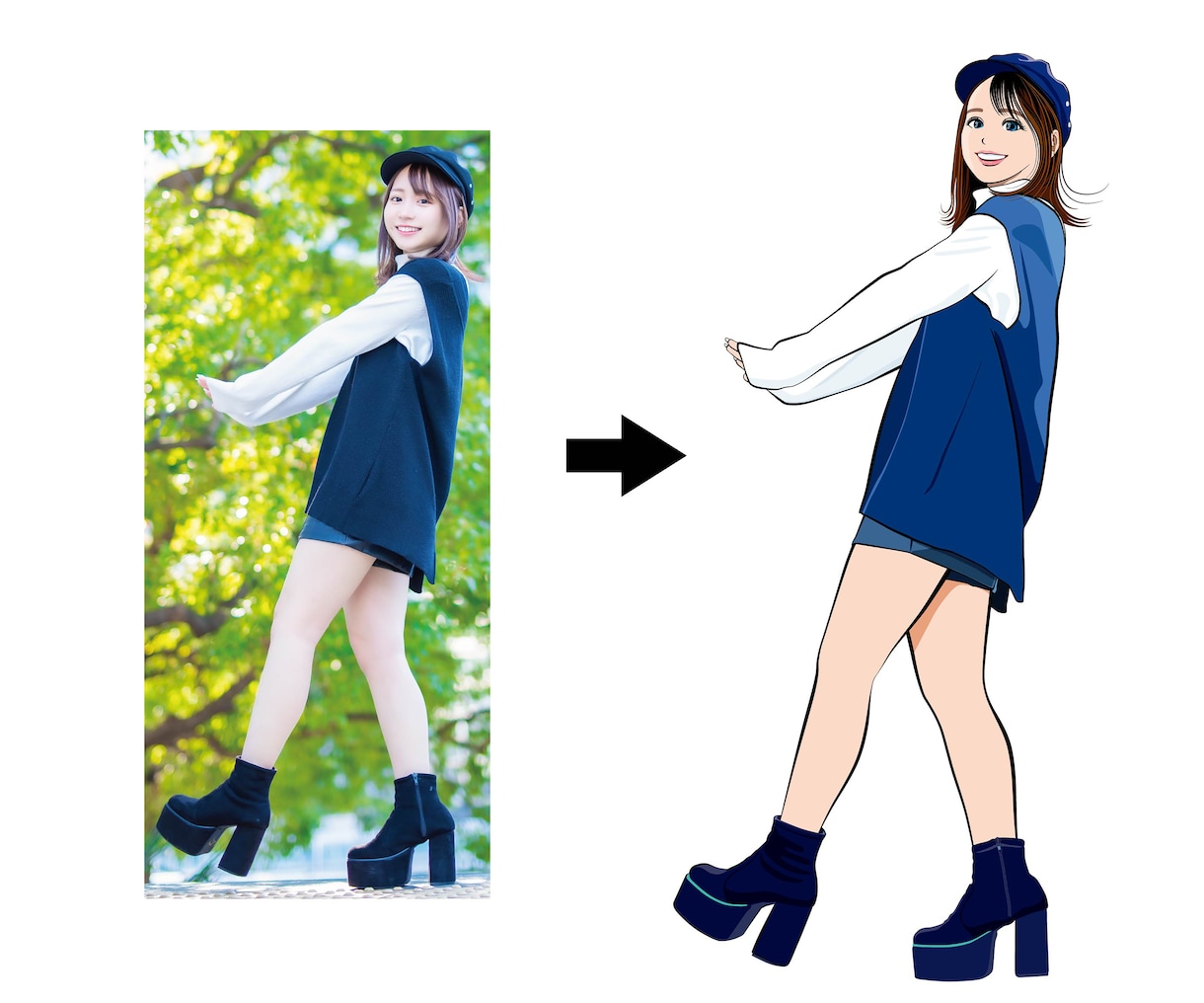 お写真を元に、少し盛って増したイラストお描きします リアル過ぎずアニメ過ぎない、映える美人画・美男子画 イメージ3