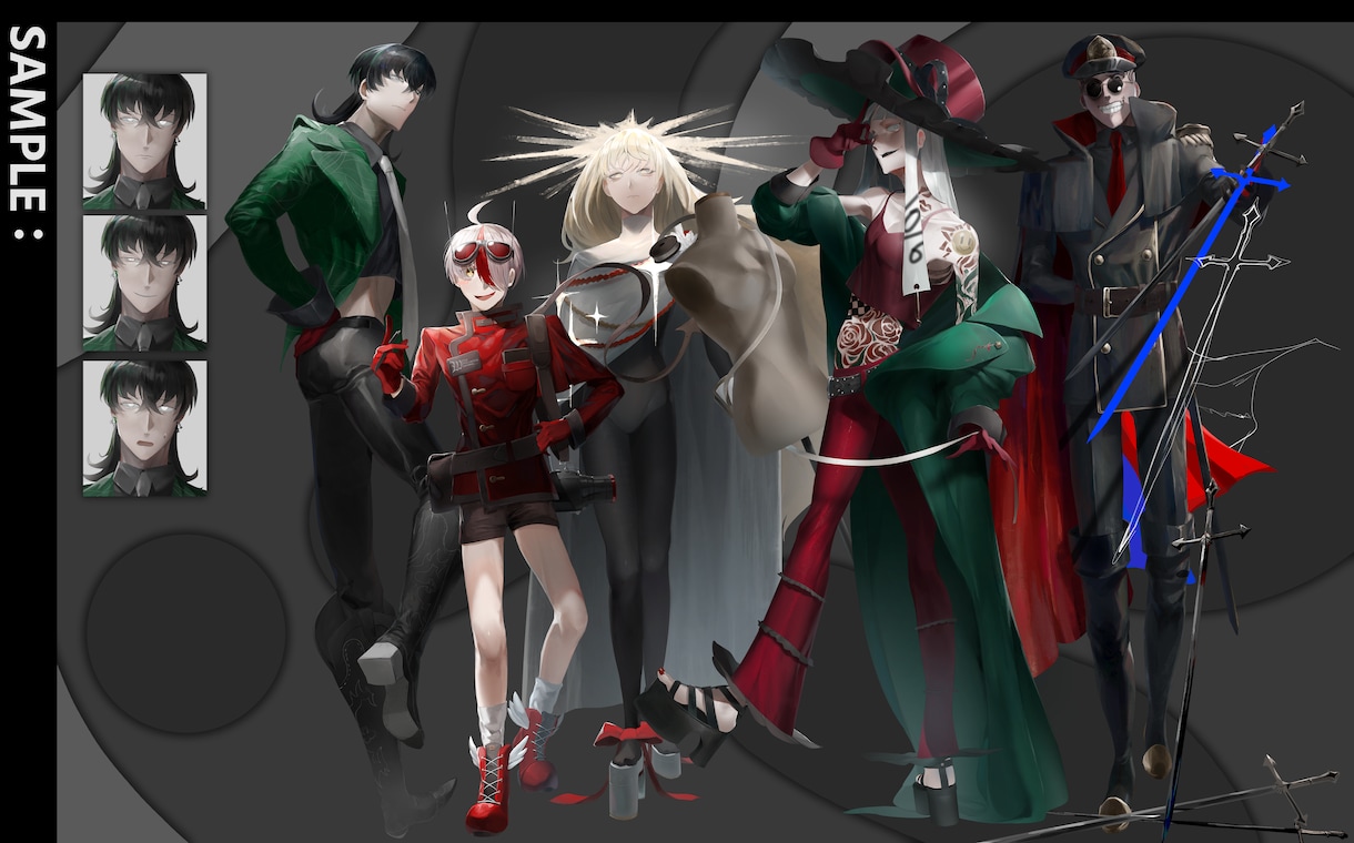TRPG等に使える立ち絵やキャラデザ作成いたします リアル調で重厚感ある塗り！個性的なキャラデザも可能です！ イメージ3