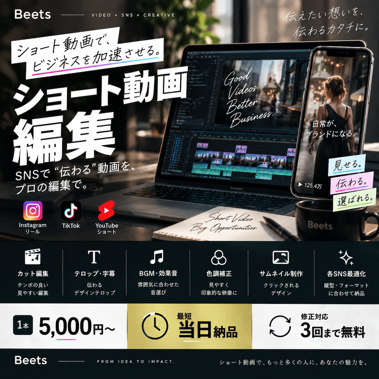 高クオリティ！バズるショート動画を編集します 【実績多数】企業様・店舗様等ご依頼いただいています！ イメージ1