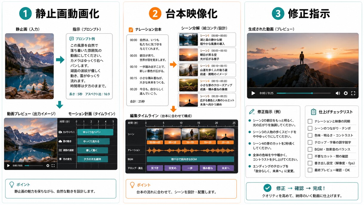 ココナラ最安値｜動画生成AI教えます 動画生成AIの使い方を目的別に教えます イメージ3