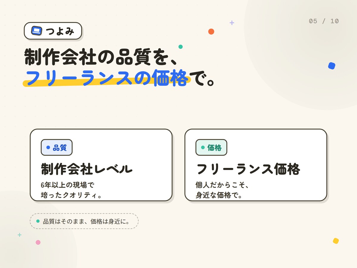 デザインから公開までホームページ制作します 制作会社の品質を、フリーランスの価格で。一人で一貫対応 イメージ5