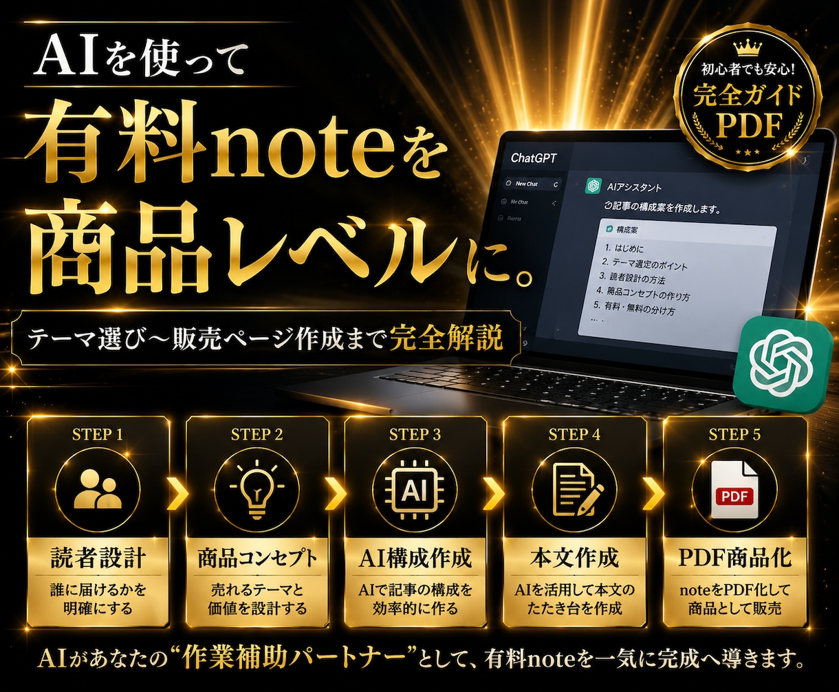 Chat GPT｜noteで収益化する方法教えます フォロワー10人以下でも売れるnoteの作り方｜AI｜放置 イメージ3