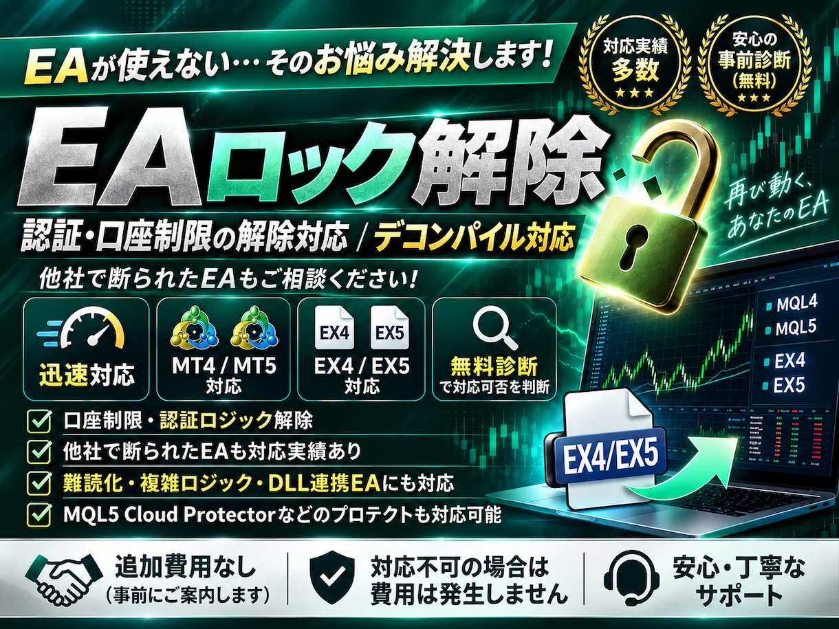 EAのロック解除、デコンパイル賜ります ～他社で断られたEAもまずは無料診断～ イメージ1