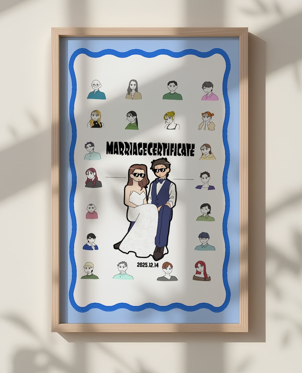 かわいいゲストの似顔絵入り結婚証明書を作成します ウェルカムスペースに飾れる！ゲストと作り上げる結婚証明書♫ イメージ1