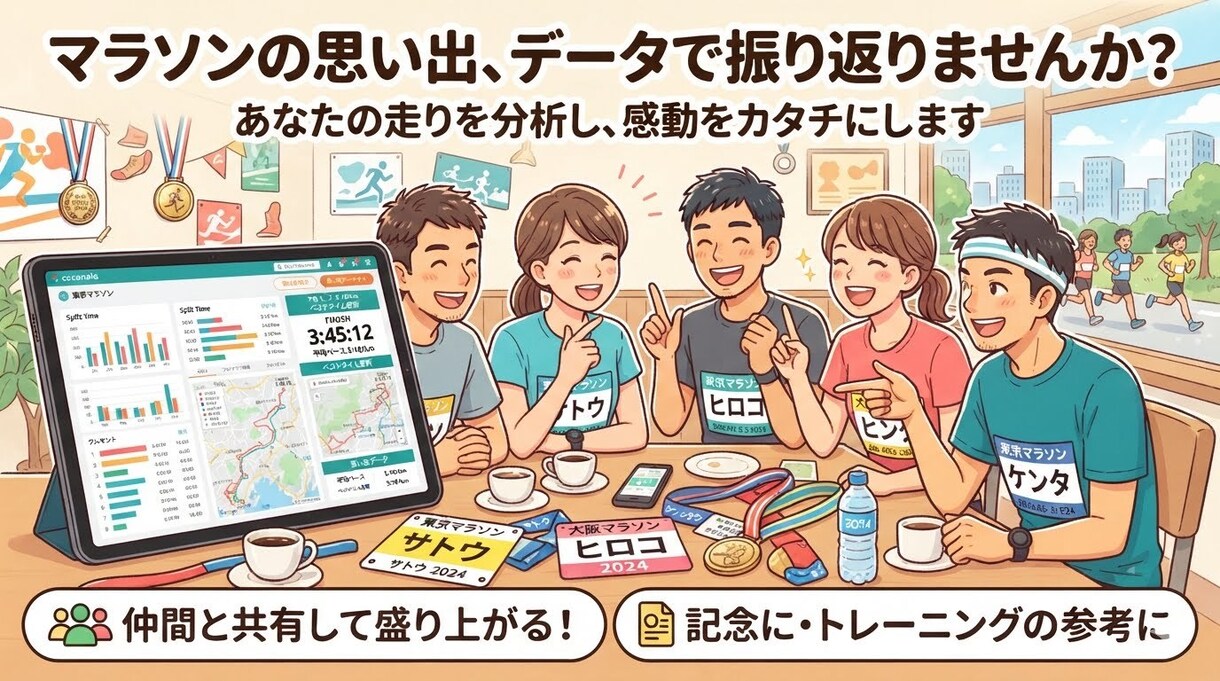 マラソンのデータ分析資料を作成いたします 自分が参加した思い出のマラソンのデータを眺めてみませんか イメージ1