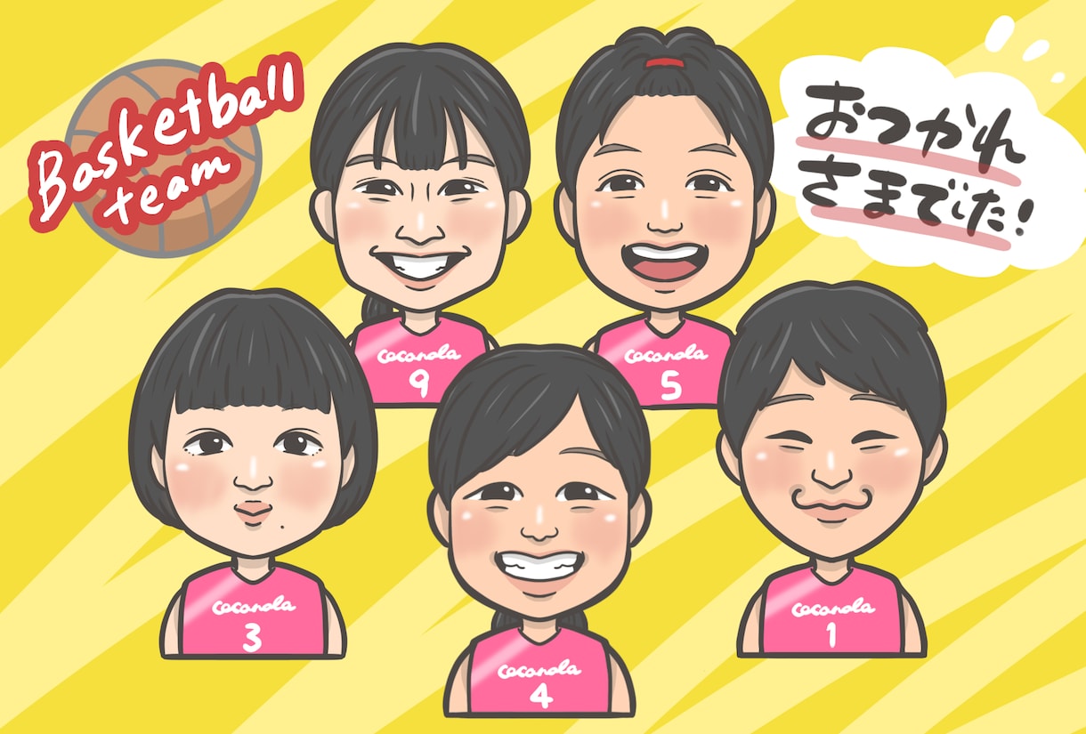 大人数大歓迎！思い出に残る似顔絵描きます 卒業・卒団・記念日・長寿祝い・誕生日などのお祝いに！ イメージ5