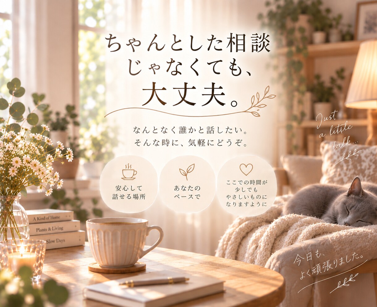 なんとなく誰かと話したいꕥあなたのお話お聴きします うまく話せなくても大丈夫。あなたのペースでお話しましょう♪ イメージ6