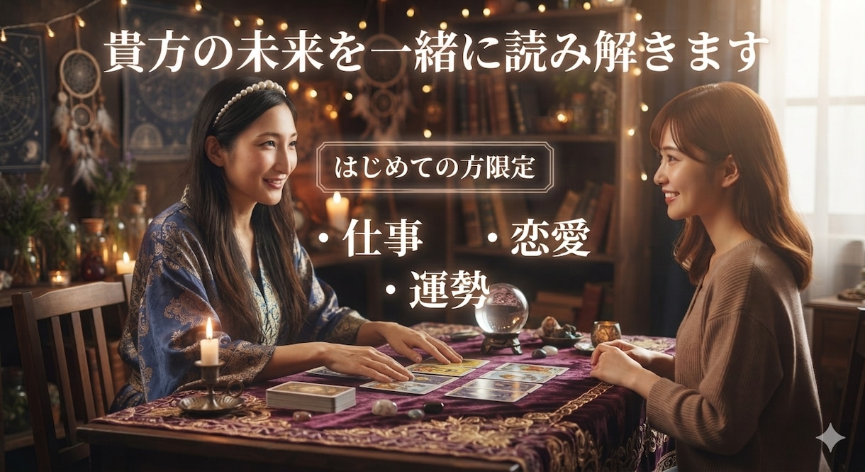 初めての方限定|仕事・恋愛・運勢から選べます 初めての占いならこれ！仕事・恋愛・総合運をじっくり鑑定 イメージ1