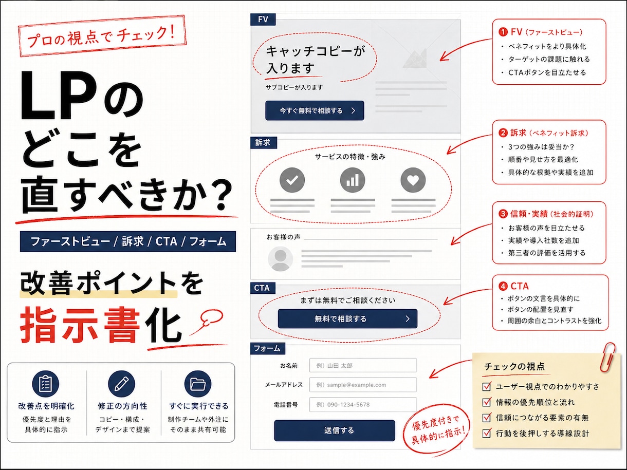 高単価BtoCのLP改善指示書を作ります 訴求・CTA・フォーム導線を整理 イメージ2