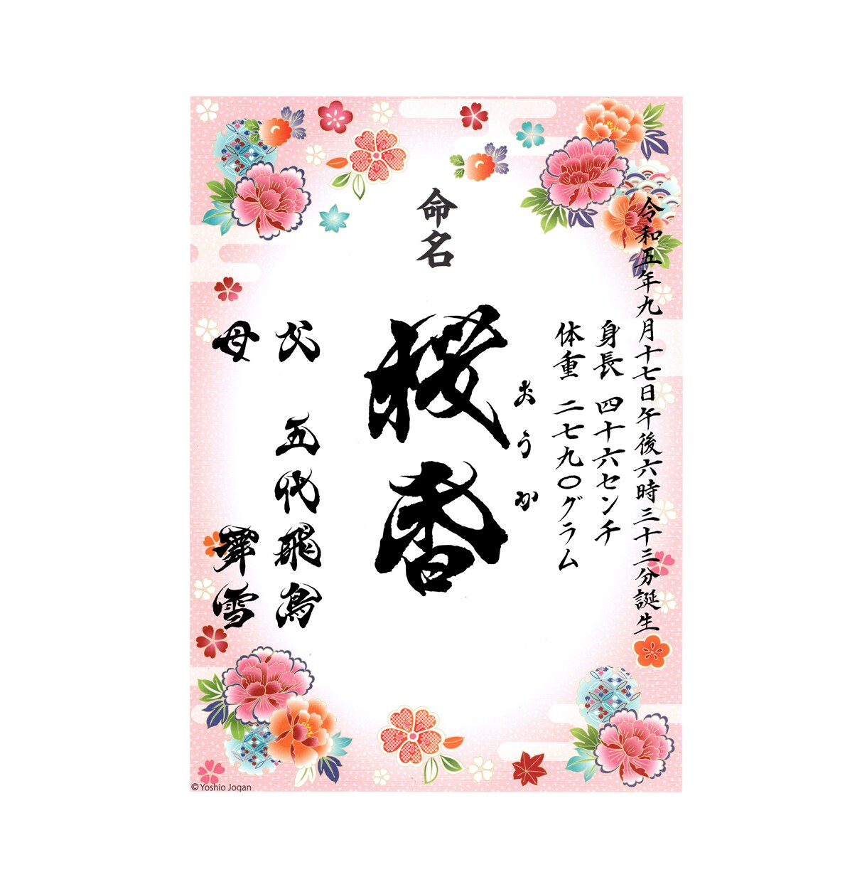 命名書◆元気表現で大切なお子様のお名前を書きます ラミネート加工で綺麗に保管◆出産祝い お七夜ギフト 誕生祝い イメージ4