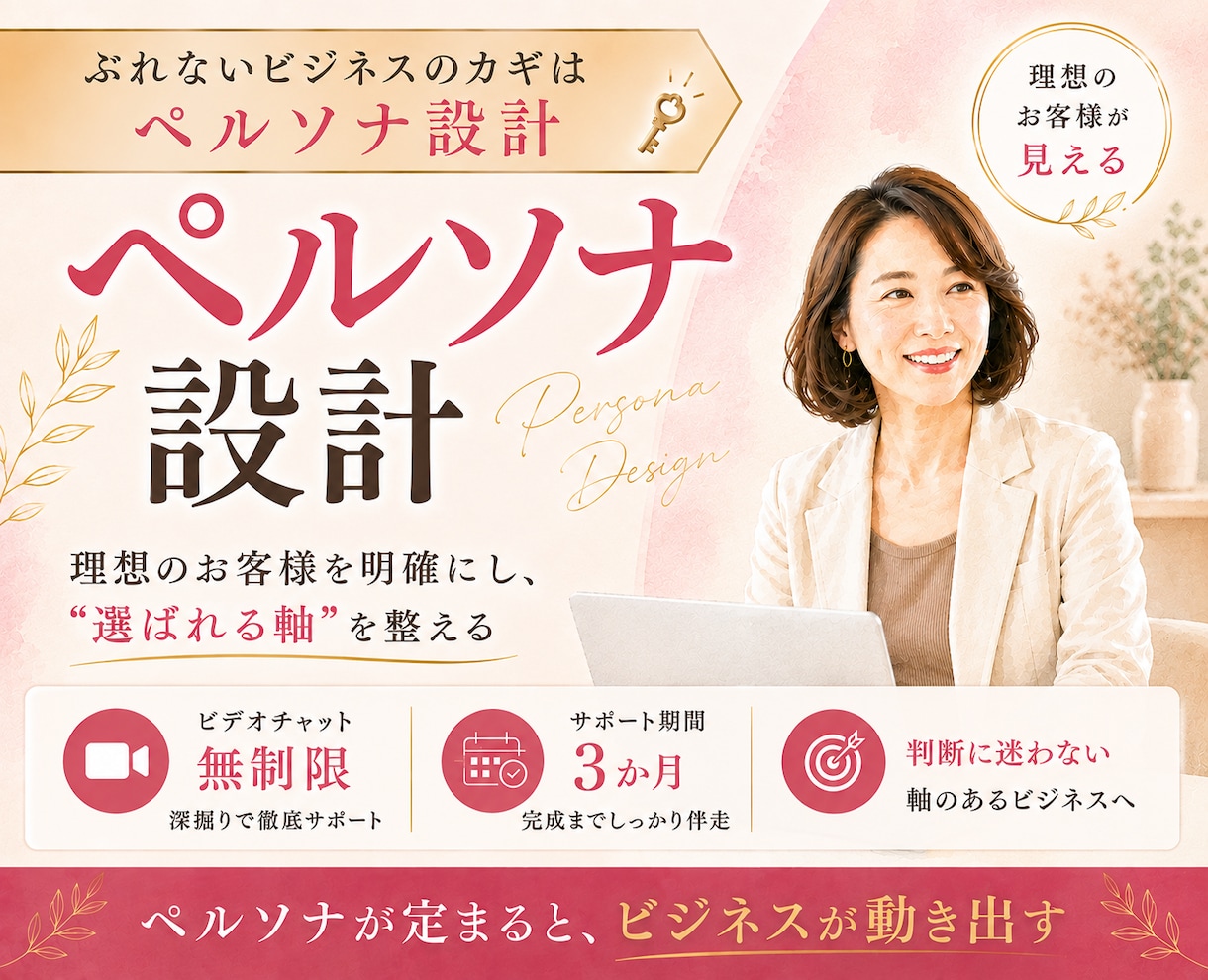 ブランディング｜ペルソナ設計を3か月伴走します ペルソナを定めて、ぶれないビジネスが動き出すフェーズへ！ イメージ1