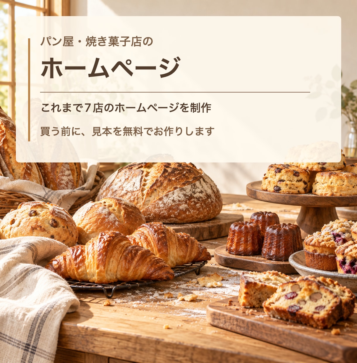 パン屋・焼き菓子店のホームページを作ります 買う前にお店の見本を無料で作ってお見せします イメージ2
