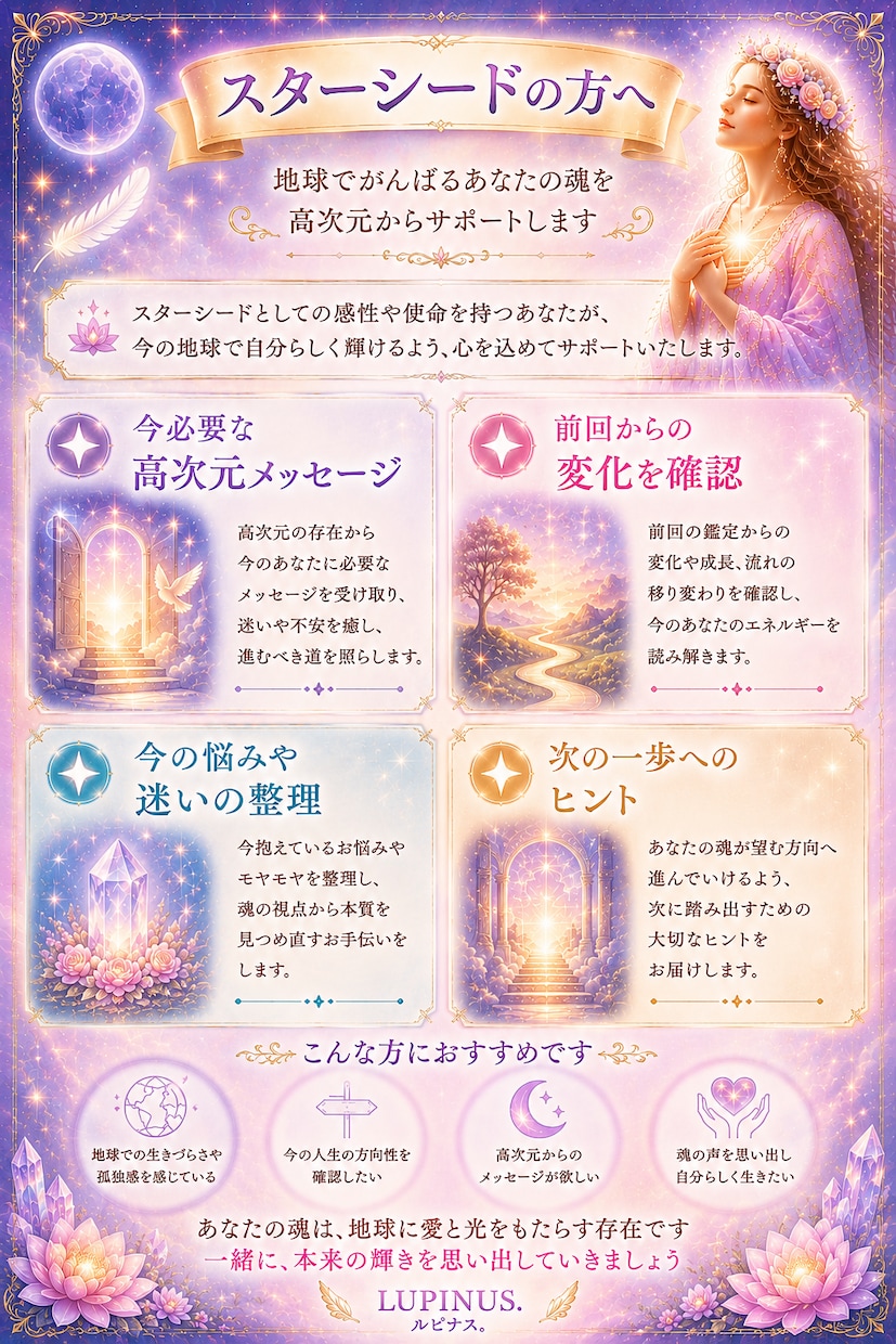 リピーター様限定 高次元からのメッセージ鑑定します 気付きのヒントとしてルピナスから補足メッセージもお届けします イメージ7